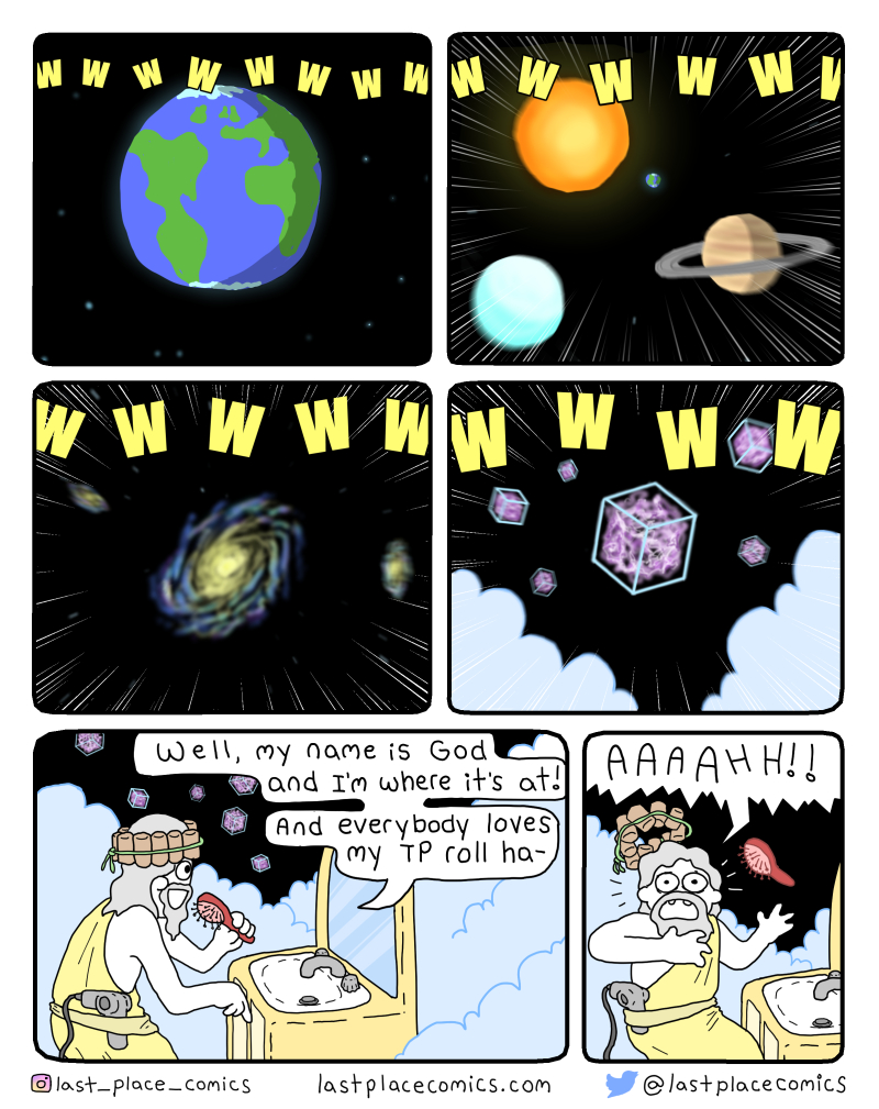 god comic webcomic silly cosmic universe toilet paper roll hat TP