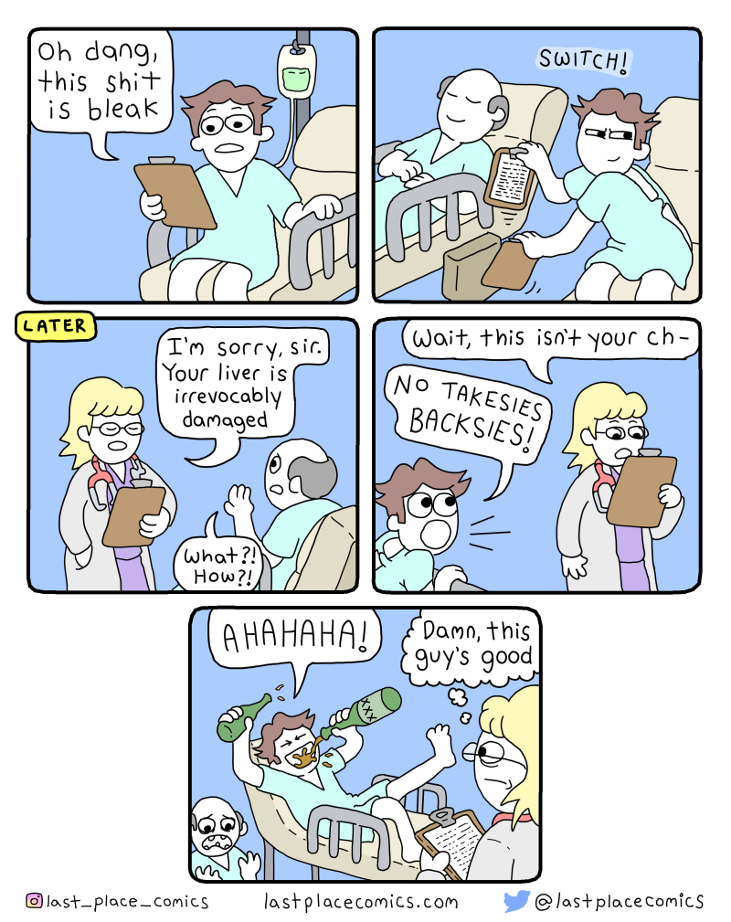 comic, webcomic, hospital, doctor, chart, switch, silly, absurd, booze, liver, file